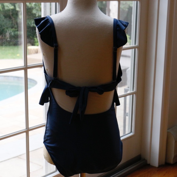 Women's Ruffle One Piece Swimsuit Slate Blue - Picture 2 of 4